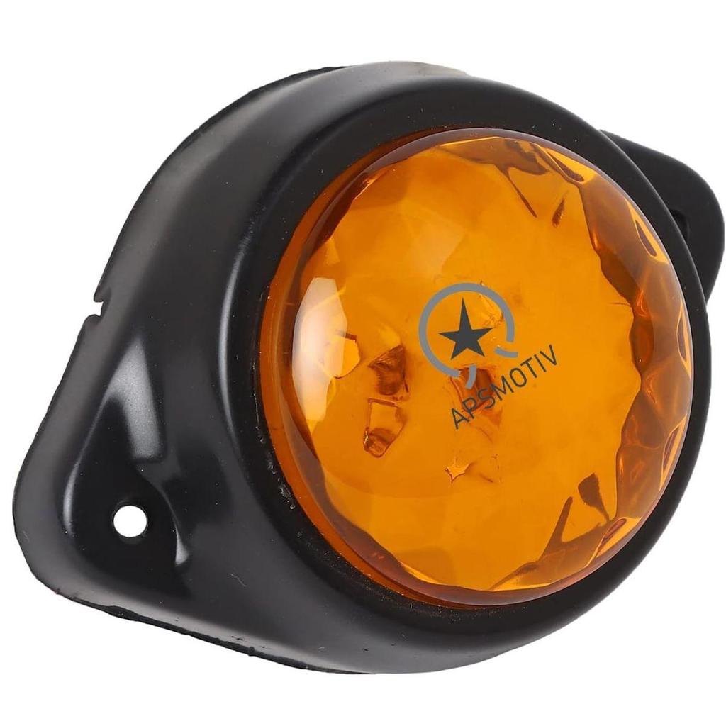 APSMOTIV Pack of 2 Round Amber LED Trailer Side Marker Button Lights Clearance Signal Lamp Boat Lorry Truck Pickup Bus 12V DC