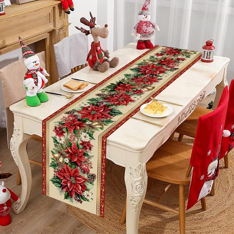 Christmas Ball Table Runner Merry Christmas Decorations For Home 2026 Cristmas Table Cover Navidad Noel Gift New Year Tablecloth