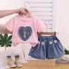 Children's Korean Style Summer Cartoon Cotton Set - Trendy Short Sleeve Top for Toddlers