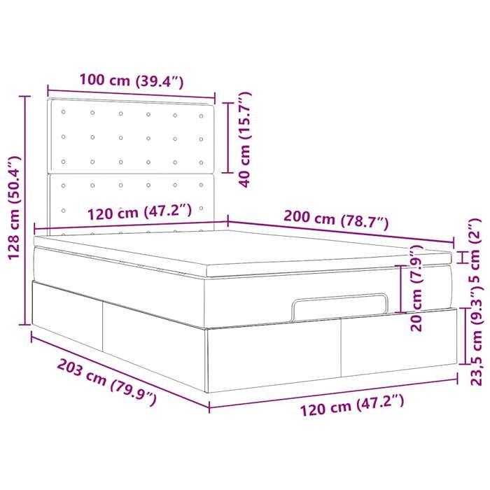 VidaXL Cadre de lit ottoman avec matelas noir 120x200cm tissu 3314164