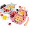 8PCS/Set Baby Silicone Sucker Bowl Plate Cup Bibs Spoon Fork Sets Children Non-slip Tableware Baby Feeding Dishes BPA Free