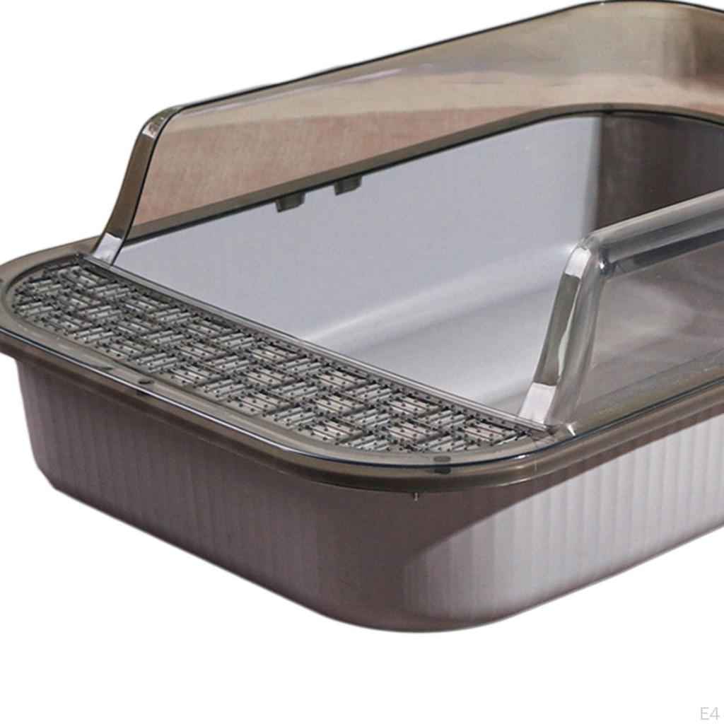 Cat Litter Box Kitten Pan Large Semi Enclosed Sandbox with High Side Durable Open Top Pet
