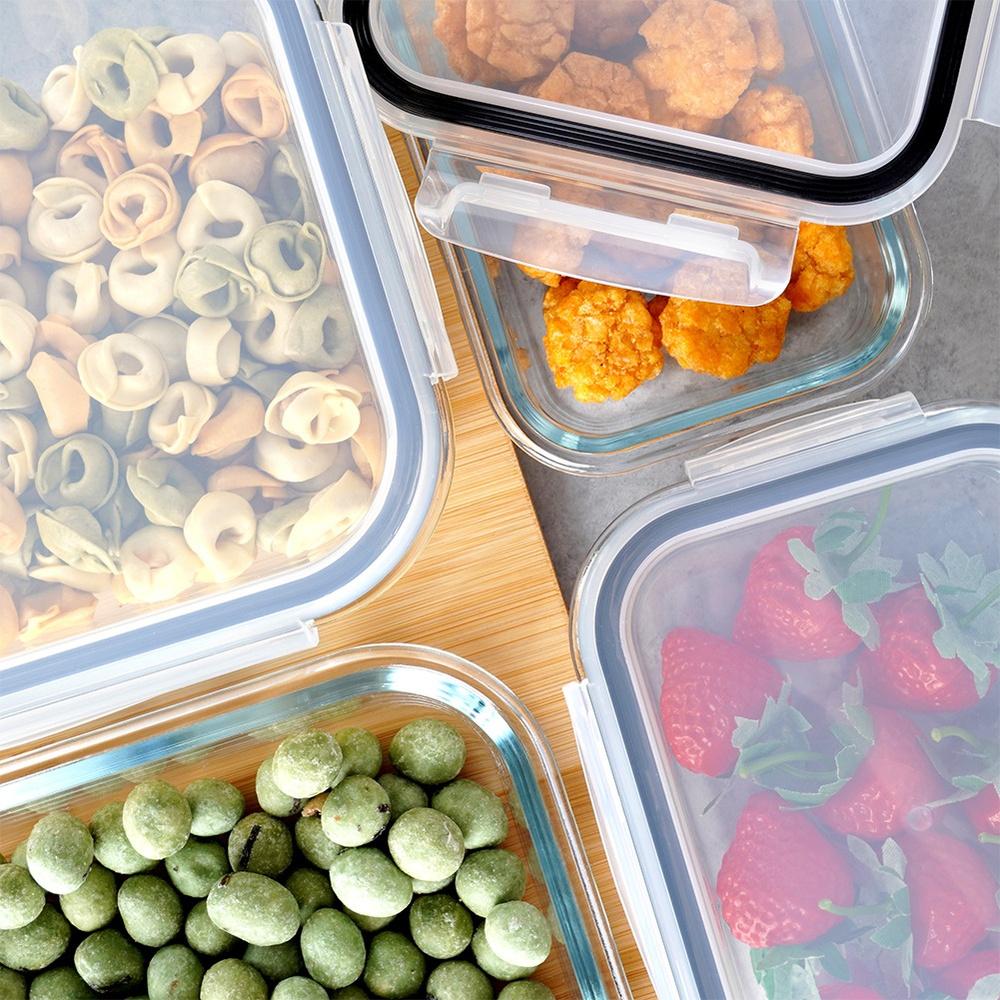 4X Heat-Resistant Glass Kitchen Food Containers Set