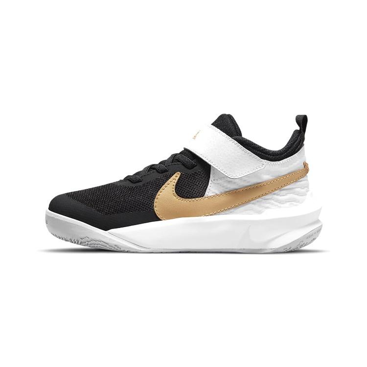 (PS) Nike Team Hustle D10 Black White Metallic Gold Kids CW6736-002 EU 28