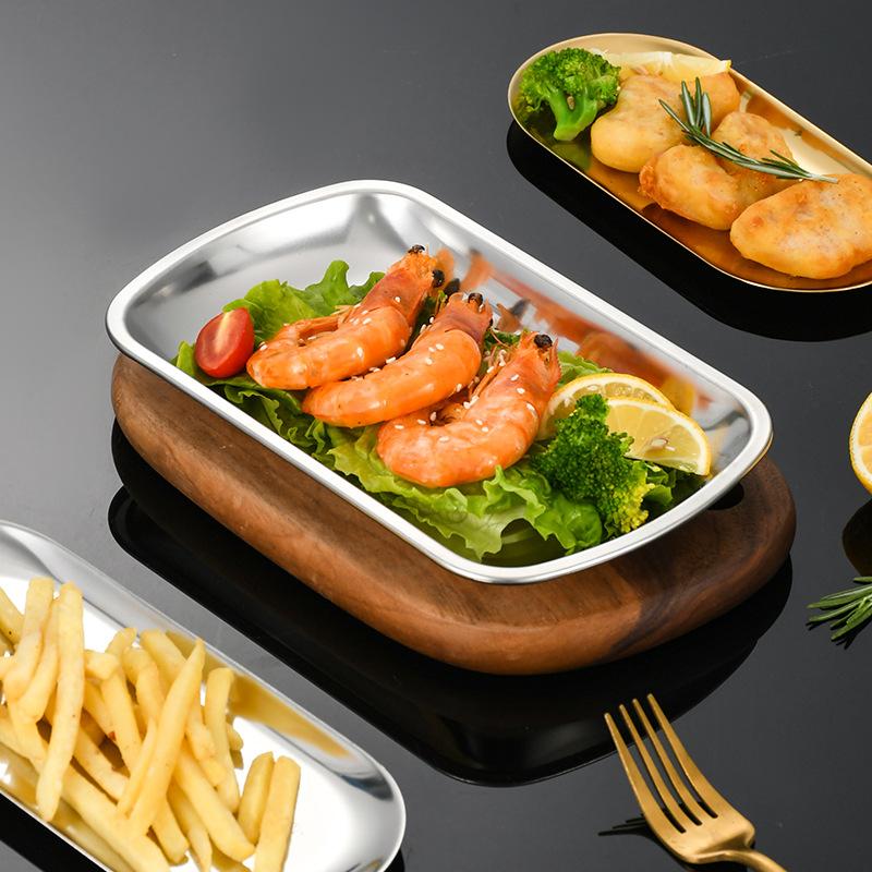 Stainless Steel Square Plate Serving Tray Easy Clean Snack Food Holder for Home Restaurant Coffee Shop