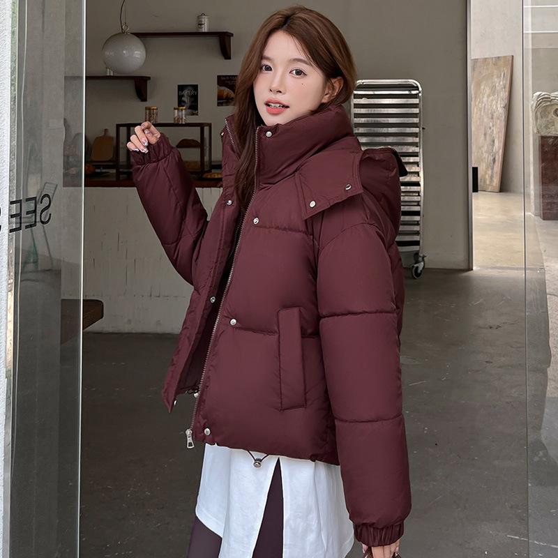 

Хлебная одежда Женская короткая короткая короткая мужская мода однотонная с капюшоном и кулиской по низу термохлопковая одежда куртка XXL150-85kg