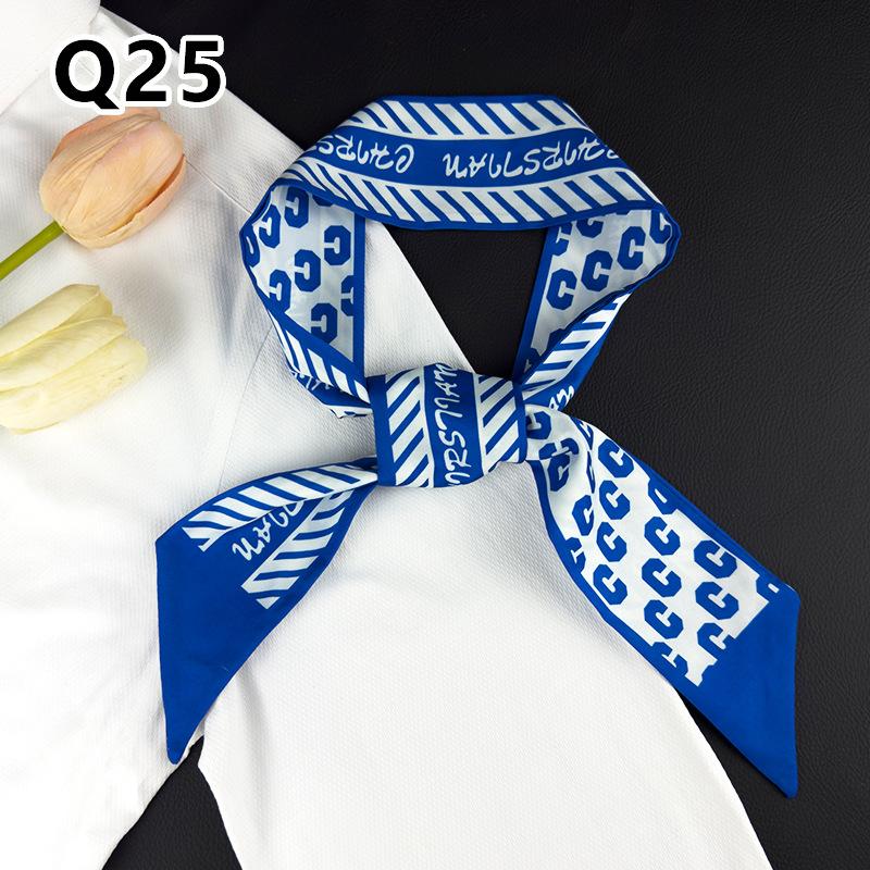 New Long Versatile Silk Scarf Tied Hair Band Bow Letter Floral Streamer Tied Bag Gift Small Silk Scarf