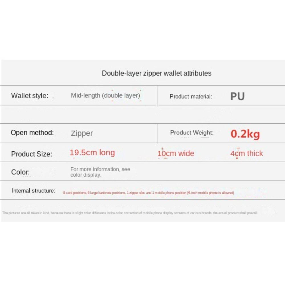 New PU Leather Female Long Wallet Double Layered Multifunctional Money Purses Large Capacity Zipper Purse