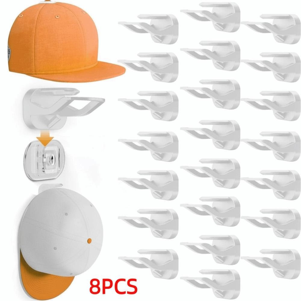 8Pcs Multi-Purpose Adhesive Hat Hooks No Drilling Wall Mounted Hat Rack  Bedroom Decor
