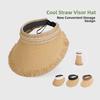 Atmungsaktive Stroh-Visierkappe Tragbare Sonnenkappe Leere Kopfbedeckung Breiter Rand Gewebte Kappe Reisen