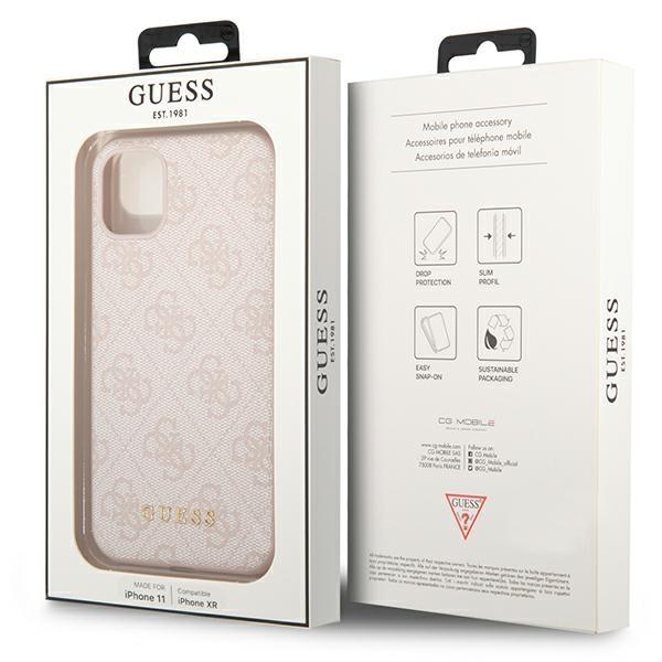 Guess Guhcn61G4Gfpi Iphone 11 / Xr 6,1Różowy/Pink Hard Case 4G Metal Gold Logo