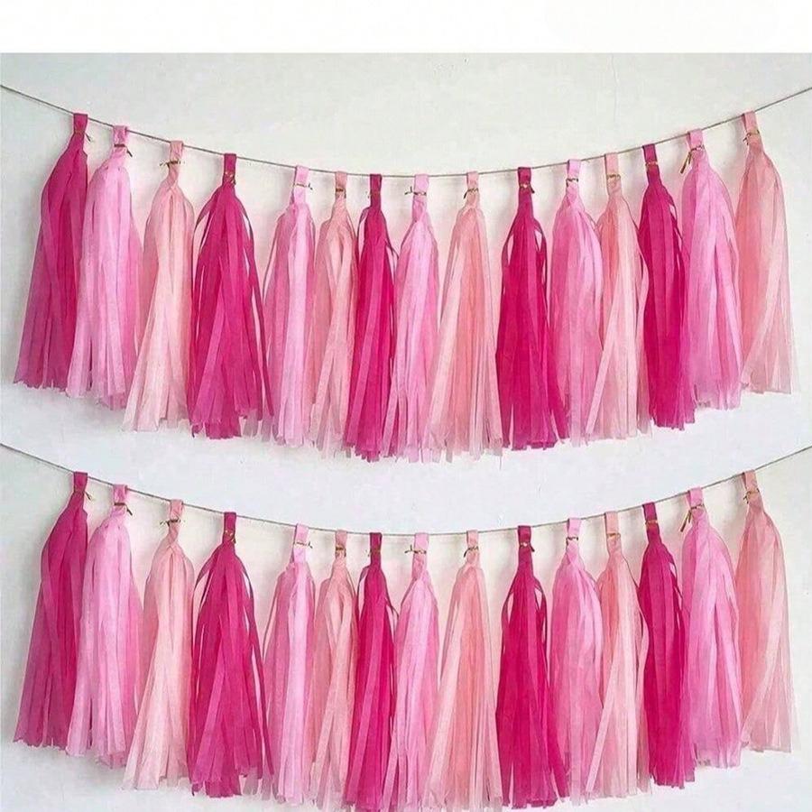 

1Set Blue /Pink/Green/Champagne Tissue Tassel Party Garland Banner for Party Decoration, Birthday Decoration Pink разноцветный