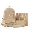 New Casual Middle School School Bag Trendy Brand Large Capacity Solid Color Backpack Four Piece Set High Value Backpack Men