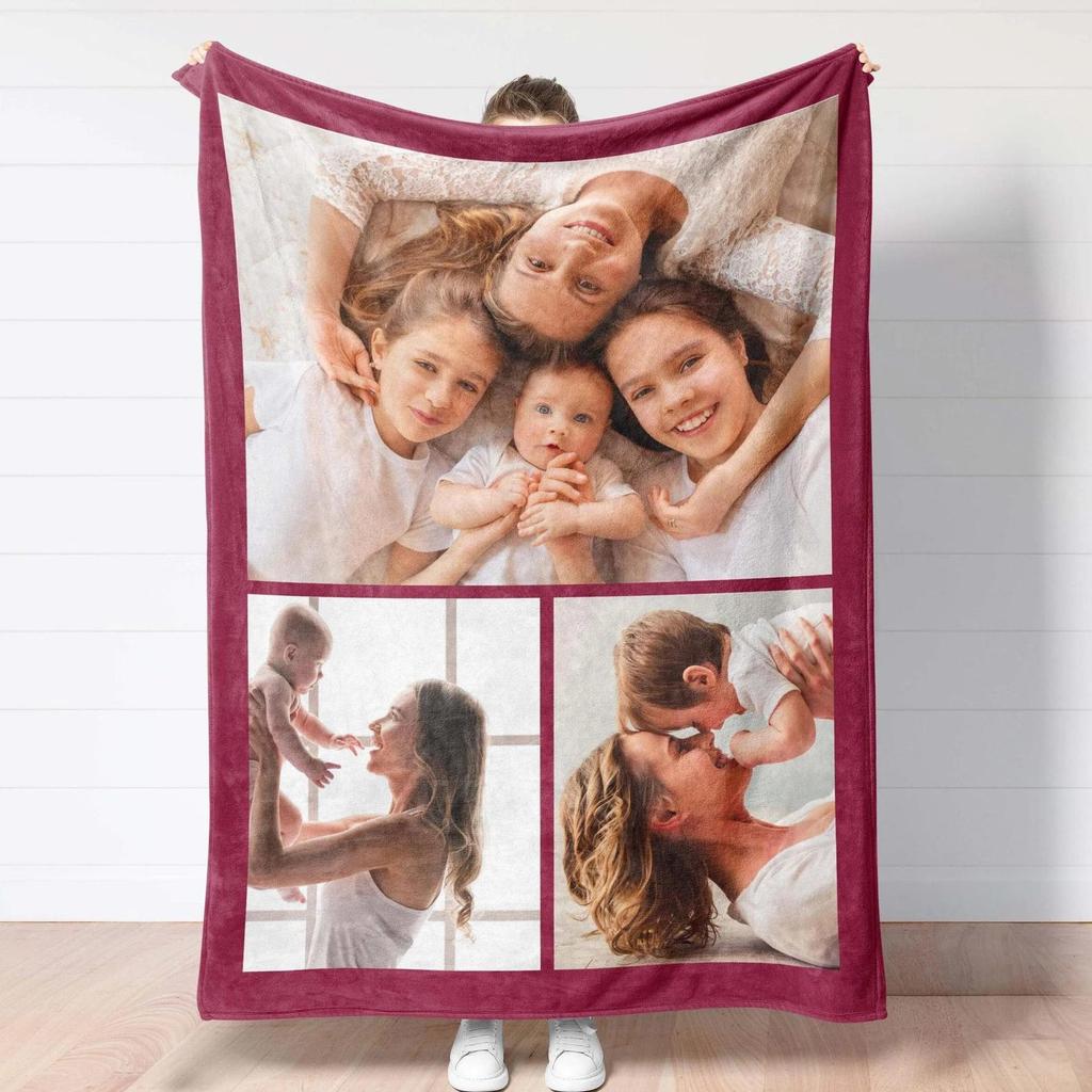 Personalized Photo Blanket, Custom Holiday Home Decor,Christmas Gift