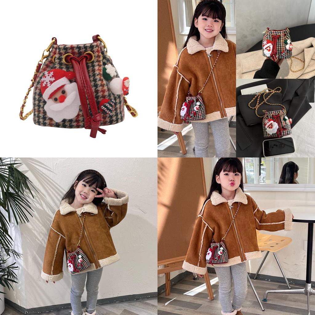 Kids Christmas Santa Canvas Shoulder Bag With Waterresistant Material For Preschool Gifts