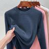 Crew neck German velvet bottoming shirt women's spring and summer new double-sided integrated velvet thickened slim-fitting long-sleeved inner top