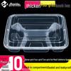 ZISIZ Disposable Transparent 4-Compartment Plastic Lunch Box