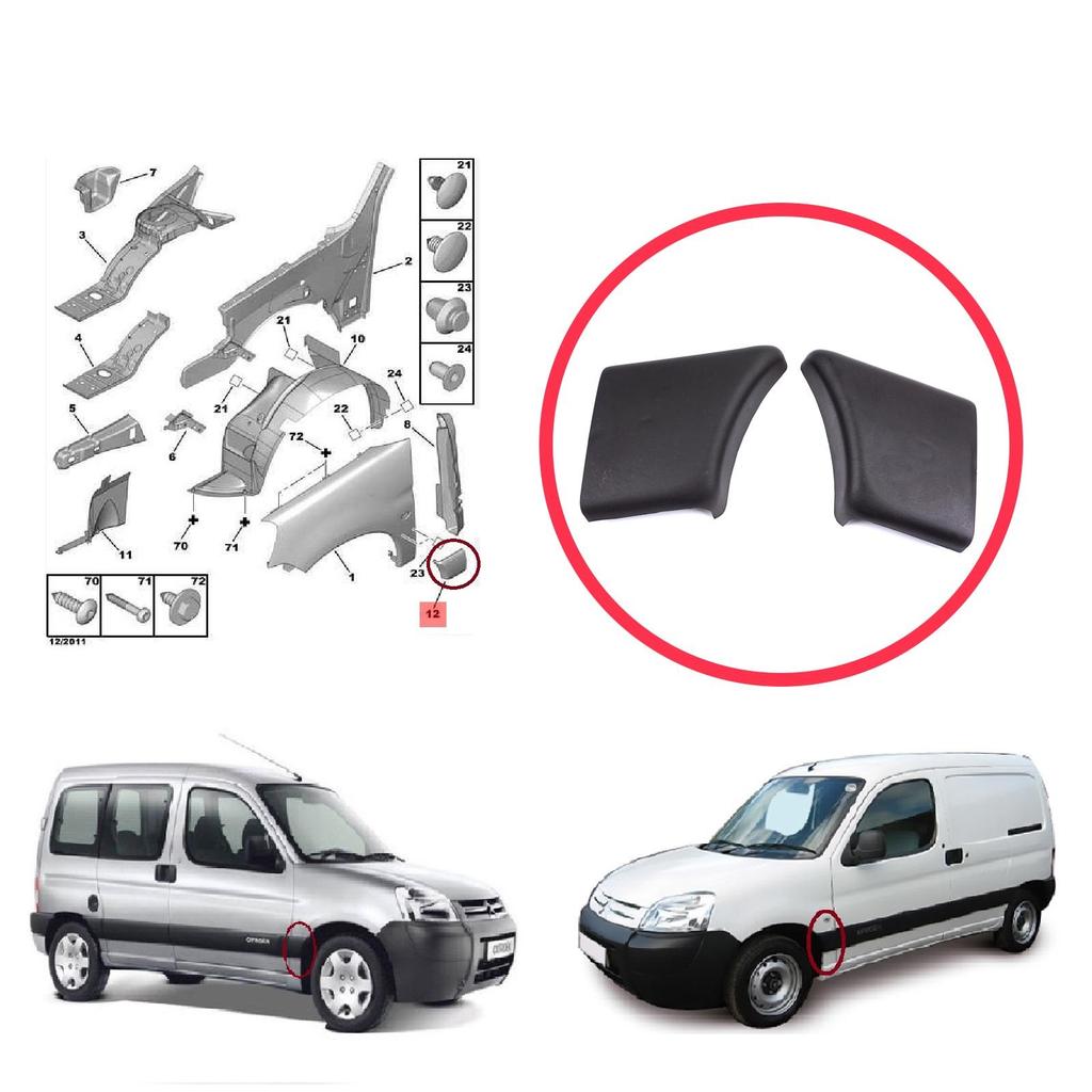 BSP1200 Front Left Right Fender Trim Molding for Citroen Berlingo MK1 M49 M59 1996-2008 8544J7 8544J8