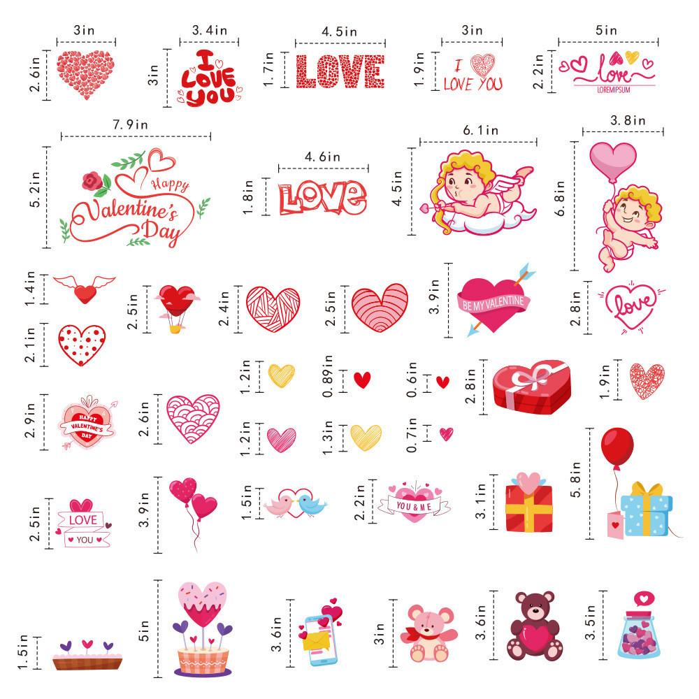 Playful Xh110 Family Interactive Heart Window Clings For Valentines Day Decor