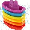 6PCS Rainbow Stacking Cups Floating Bath Toys Stackable Ship Baby Early Education Intelligence Development Stacking Boat Gift
