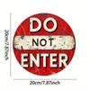 Retro No Entry Metal Sign 8x8 Inch, Vintage Tin Plaque with Pre-Drilled Holes, 2D Flat Wall Decor for Home Office Cafe