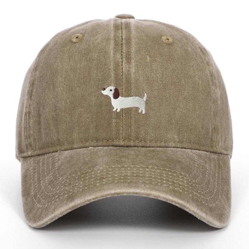 Dachshund Embroidered Baseball Cap - Unisex Korean Style, Wide Brim Hat