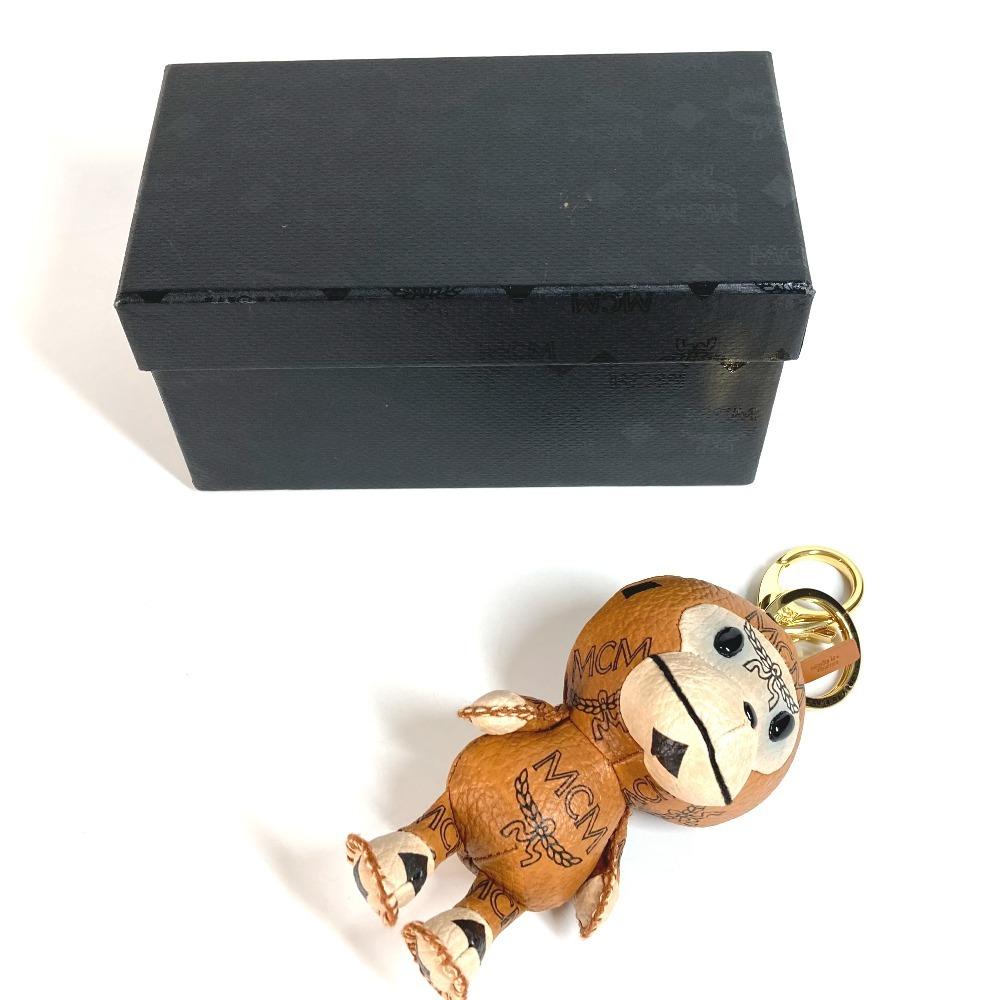 MCM A BATHING APE Milo Visetos Bag Charm Key Holder Leather Brown