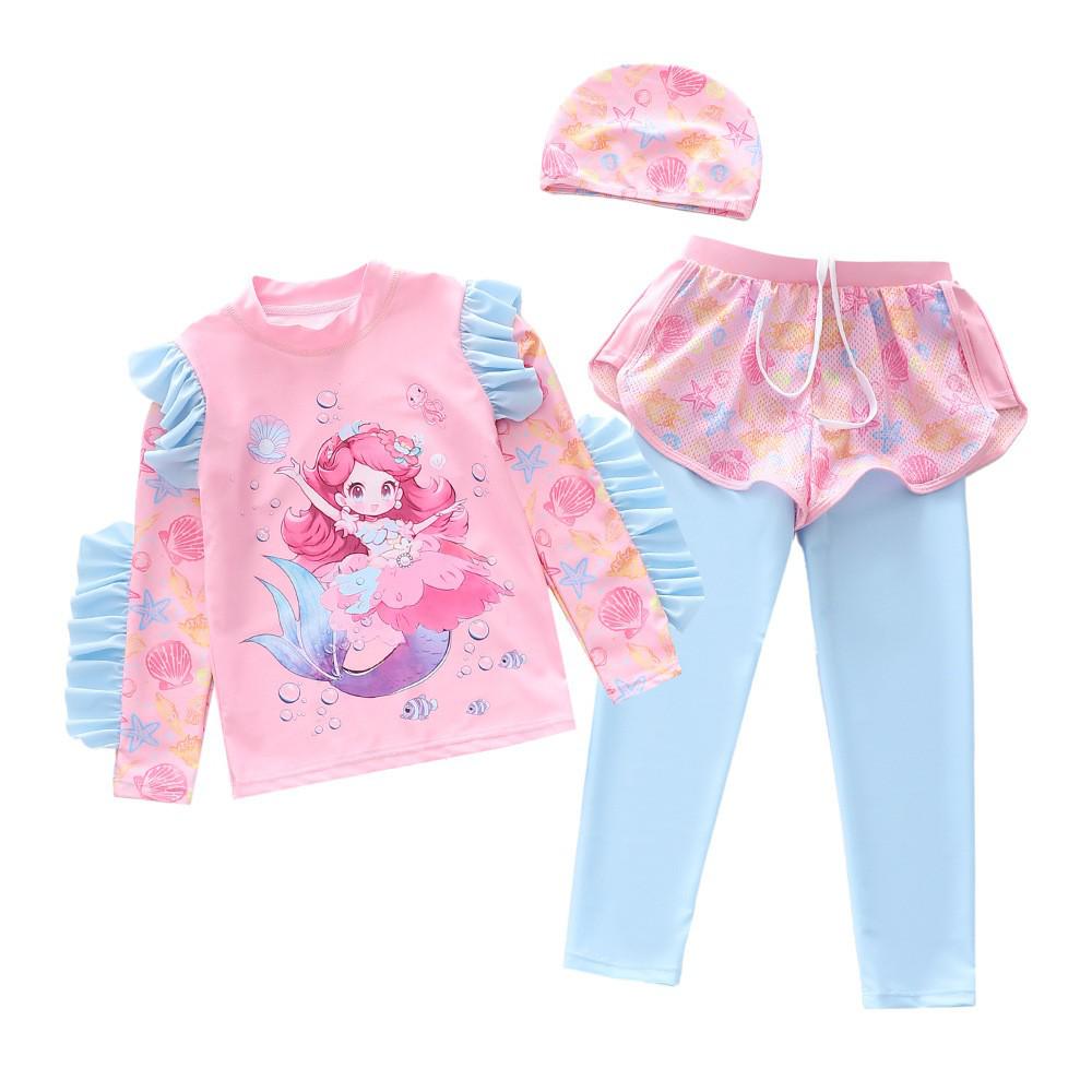 Quick-Dry Long Sleeve One-Piece Girls’ Swimsuit with CPC Certification