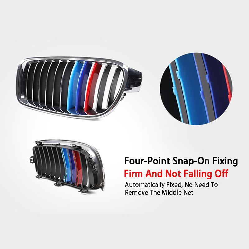 3 Color Car Front Grille Cover Bumper Stripe Stickers For BMW X1 X3 X4 X5 X6 F25 F26 F48 G01 G02 G20 G28 Car Styling Accessories