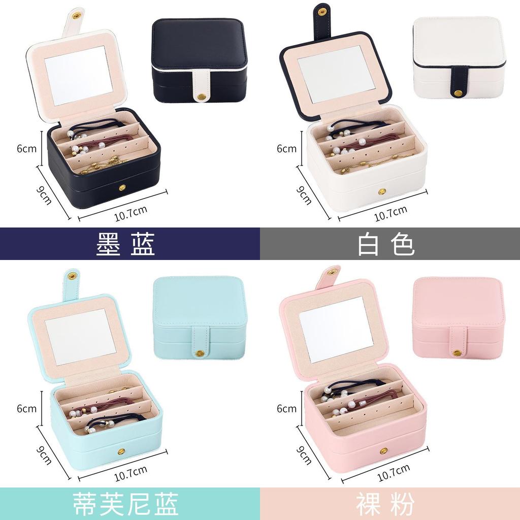 Children Jewelry Box With Mirror Multi Layer Travel Organizer For Earrings And Necklaces