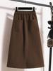 Damen Retro Samt Spalt-Schirmrock – Mittellang, Verdickt und Lockerer Schnitt für Herbst/Winter