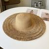 New Tassel Edge Straw Hat Women's Summer Seaside Beach Big Brim Vacation Wind Sun Protection Sunshade Straw Sun Hat