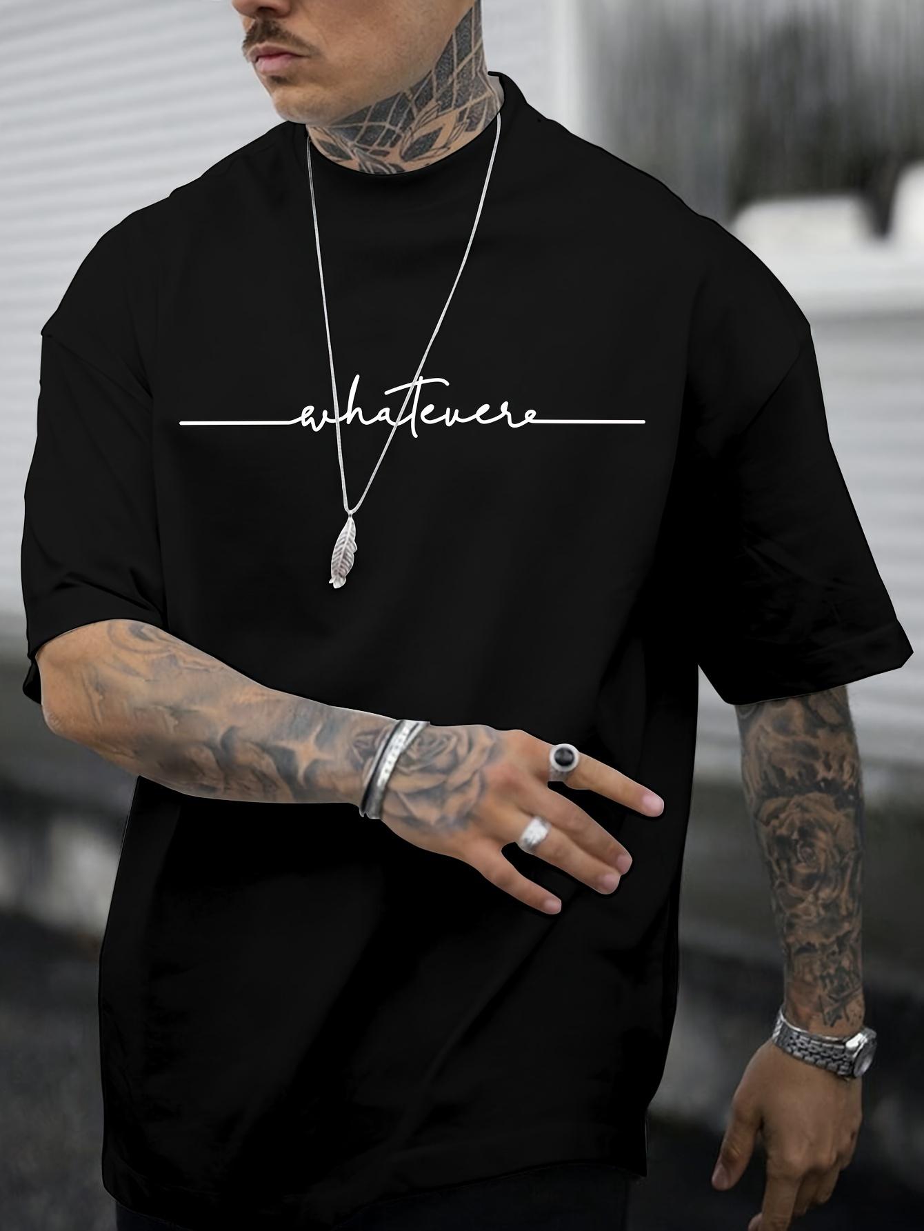 

Mens casual and fashionable short sleeved Tshirt printed with English characters suitable for all seasons 4XL