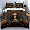 Skeleton Rose Gothic Artwork Bedding Duvet Cover Set  (1*Duvet Cover 2*Pillowcases, without duvet insert)
