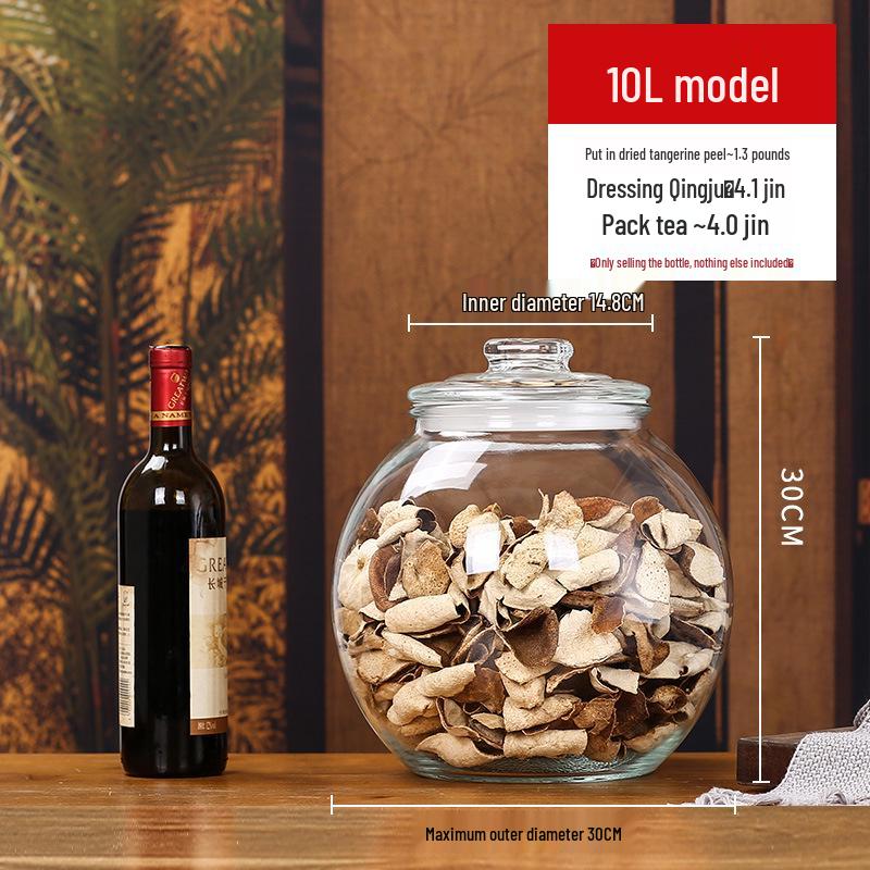 Large Glass Food-Grade Storage Jar for Dried Tangerine Peel and Tea Sealed for Freshness