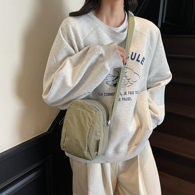 Versatile small bag Crossbody bag Women's casual canvas bag Light commuter cloth bag Men's mobile phone bag