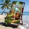 Asciugamano da Spiaggia Personalizzato con Nome Masha e Orso, per Viaggio Campeggio Festa in Spiaggia Decorazione Casa, Regalo di Compleanno per Famiglia e Amici