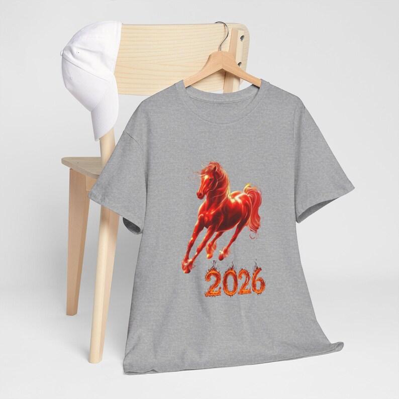 2026 Creative Fire Horse Chinese New Year Racing Gift for Vets  Equestrian of The Graphic Illustration Tops Tee Cotton Shirt