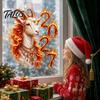 Flaming Sheep Head Pattern Chinese New Year Window Sticker, 2027 Goat Static Clings, of Decorations Reusable Lunar Xmas Decor for Home Shop Decoration