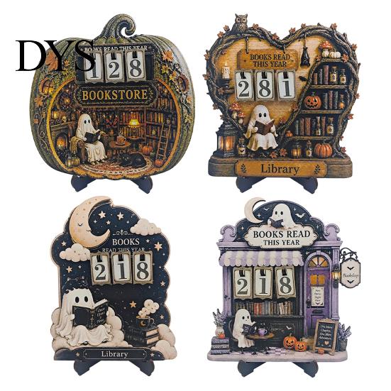 Wooden Reading Tracker Halloween Book Read This Year Counter, Ghost Bookstore Counter with Number, Table Sign Decoration, Gift for Bookworms