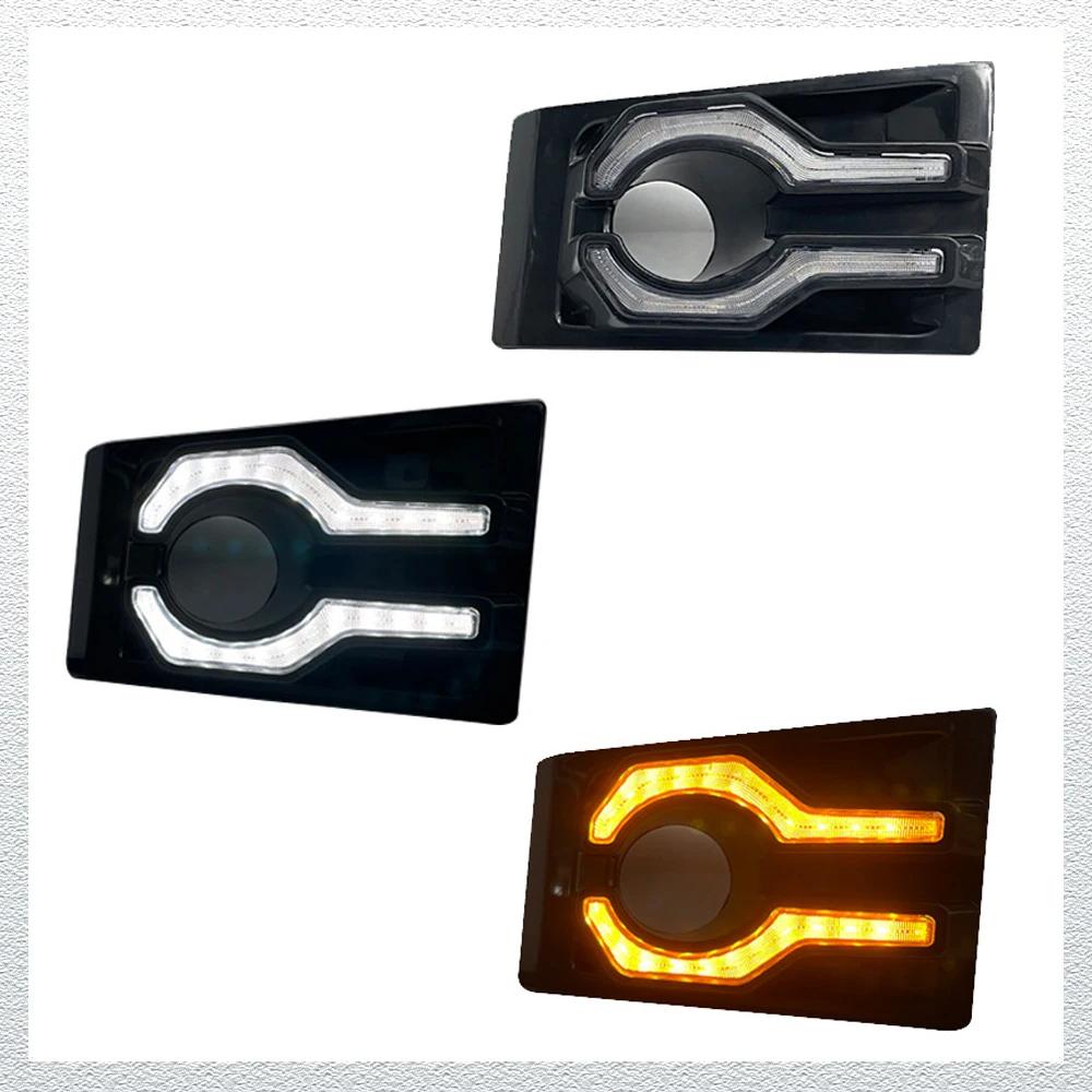 Car LED DRL For Toyota Land Cruiser LC76 LC78 LC79 2023 2024 Daytime Running Lights Fog Light with Turn Signal Fog Lamp Cover