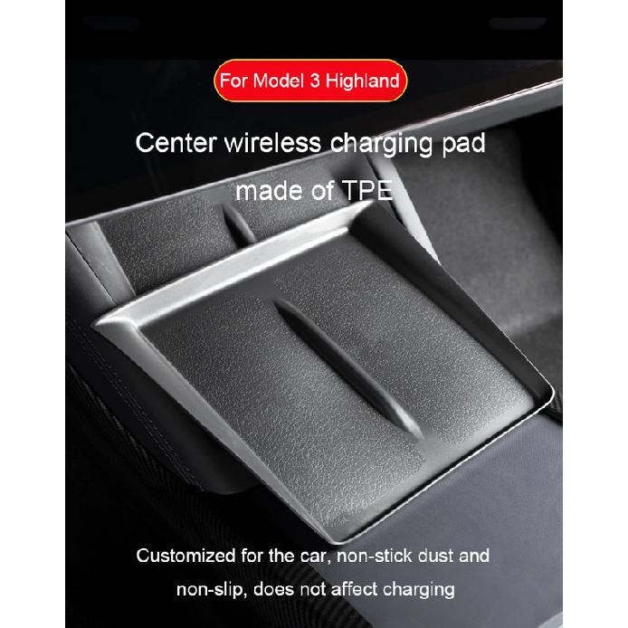 For Tesla Model 3 Highland 2024 Wireless Charging Pad Silicone Mat New Model 3 Center Control Cell Phone Anti-slip Silicone Mat