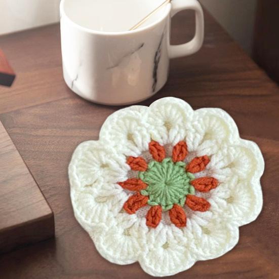 Flower Knitted Coasters Heat Insulation Placemat Non-slip Coaster Anti-scald Table Mats Kitchen Accessory