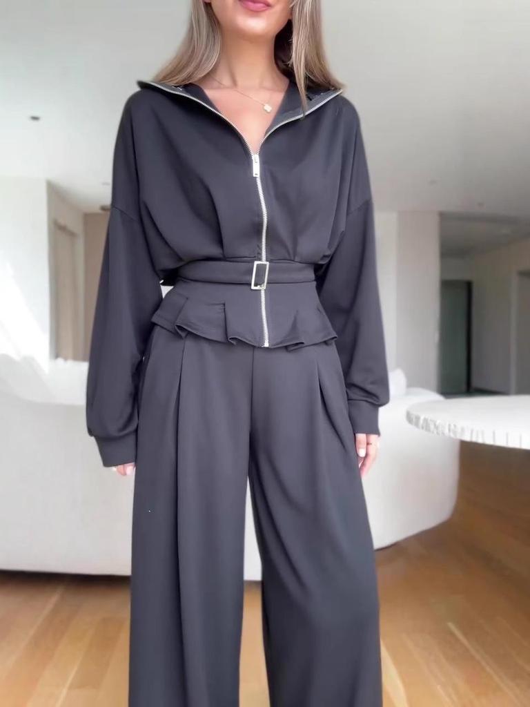 2025 Herbst Damen Langarm High Waist Top & Hosen Set