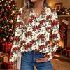 Women's Christmas Print Long Sleeve Shirt Casual Elegant Blouse for Holiday Party