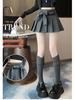 High-Waist Lace-Up Retro Pleated Mini Skirt - Women's Early Autumn Style