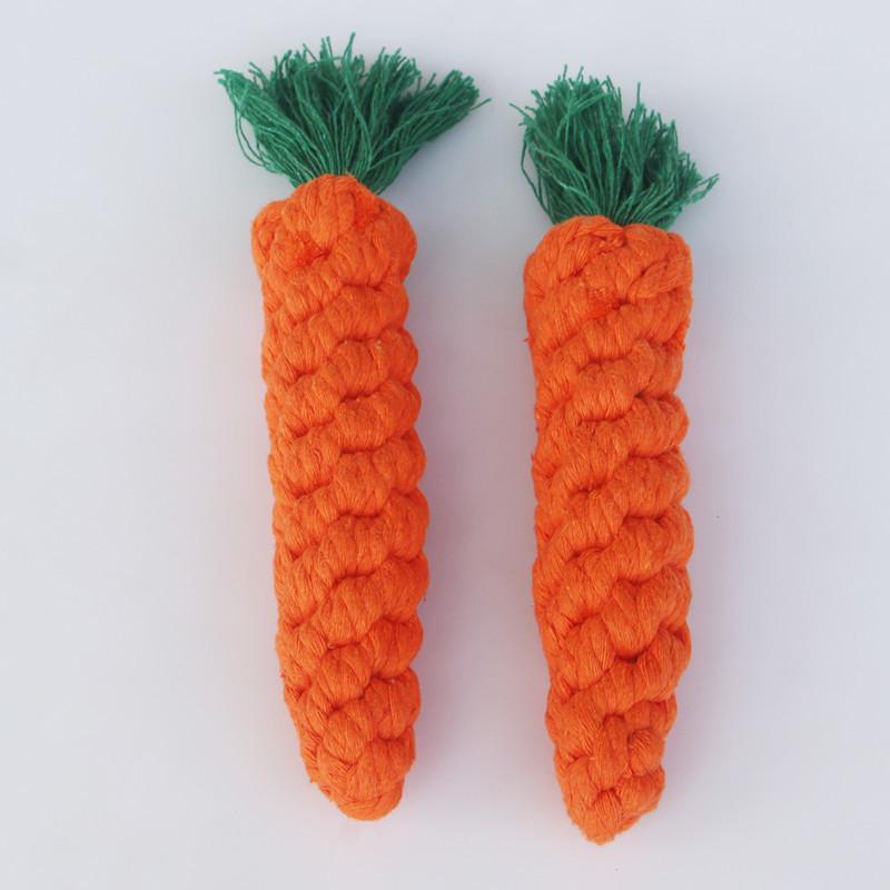 Hand-Woven Cotton Rope Carrot Dog Toy