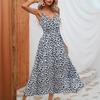 Maxi Dress Summer Leopard Print Spaghetti Strap Women Clothing