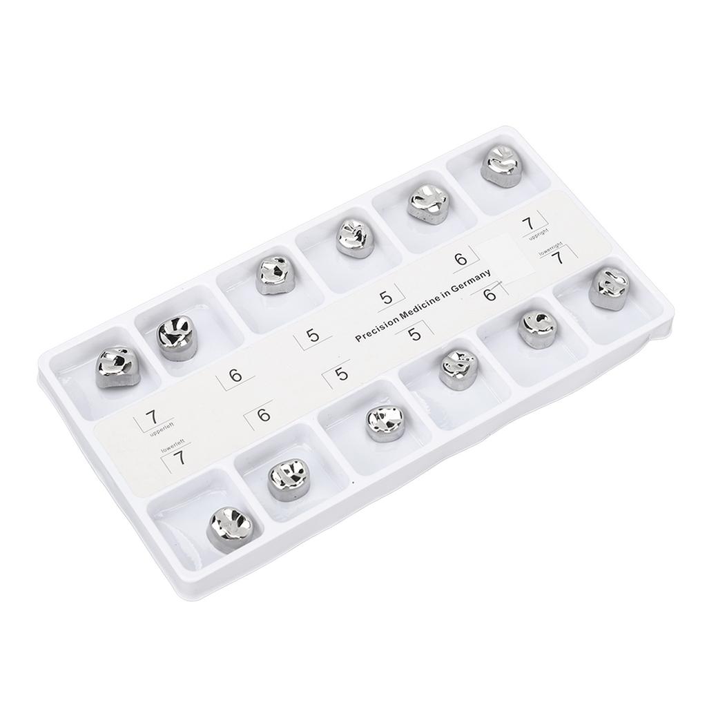 12pcs Dental Molar Metal Crowns Stainless Steel Restore Chewing Function Dental Molar Metal Crowns for Adults
