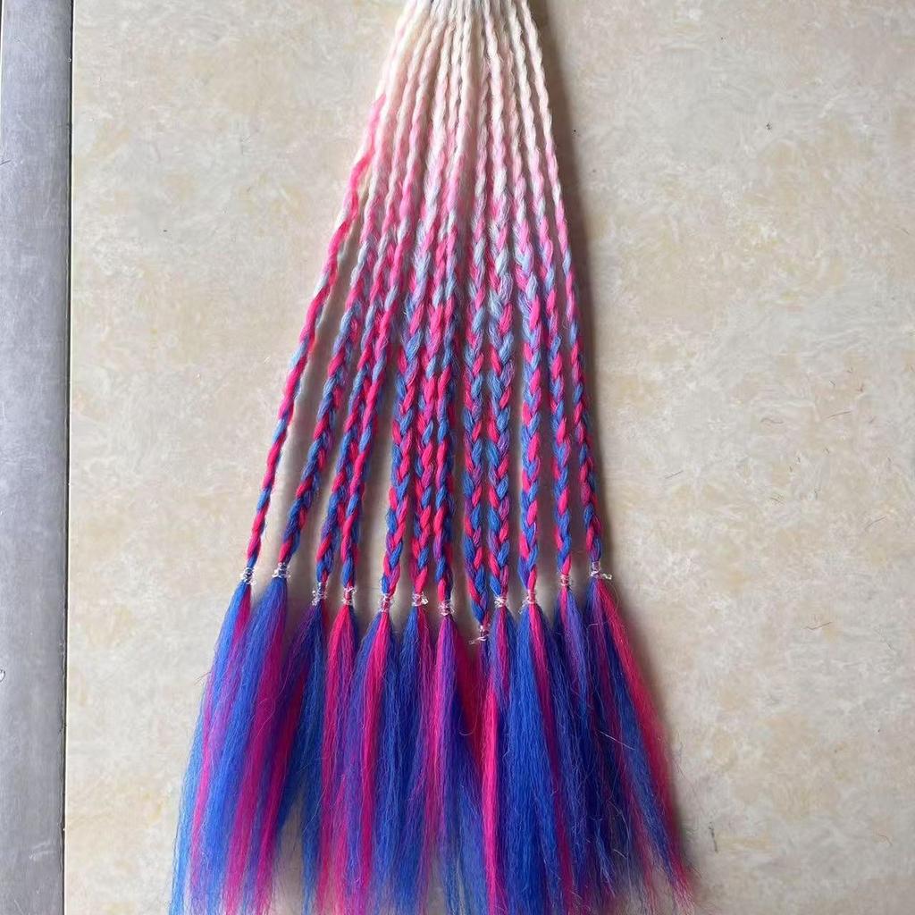 Children's Wig Dreadlocks Hair Accessories Bow Tie Style Colorful Braided Hair Ties Girls' Short Stage Cute Ombre Ponytail